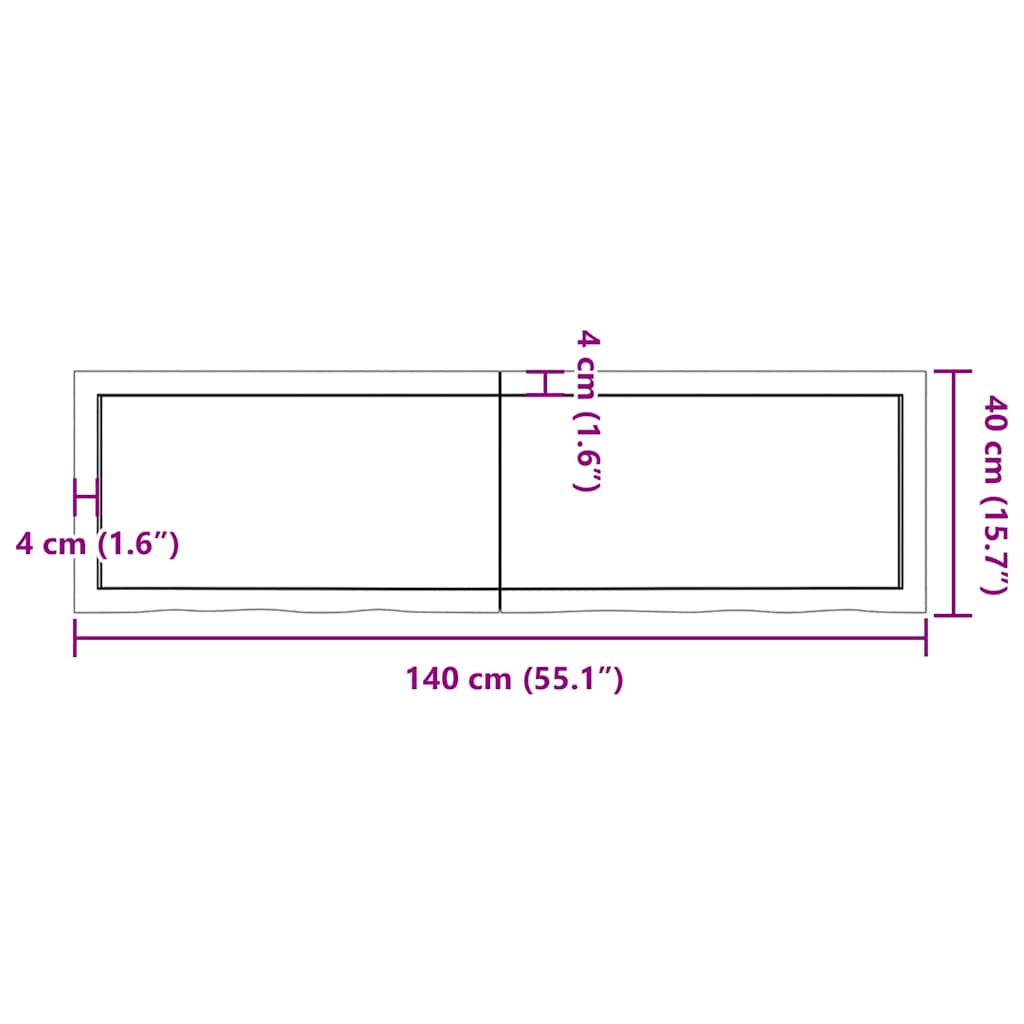 vidaXL Plateau de table Chêne massif traité marron clair 140x40x(2-4) cm