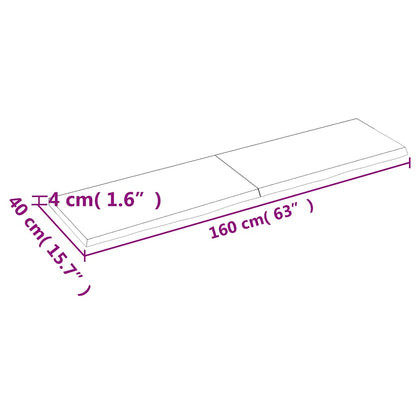 vidaXL Plateau de table Chêne massif traité marron clair 160x40x(2-4) cm