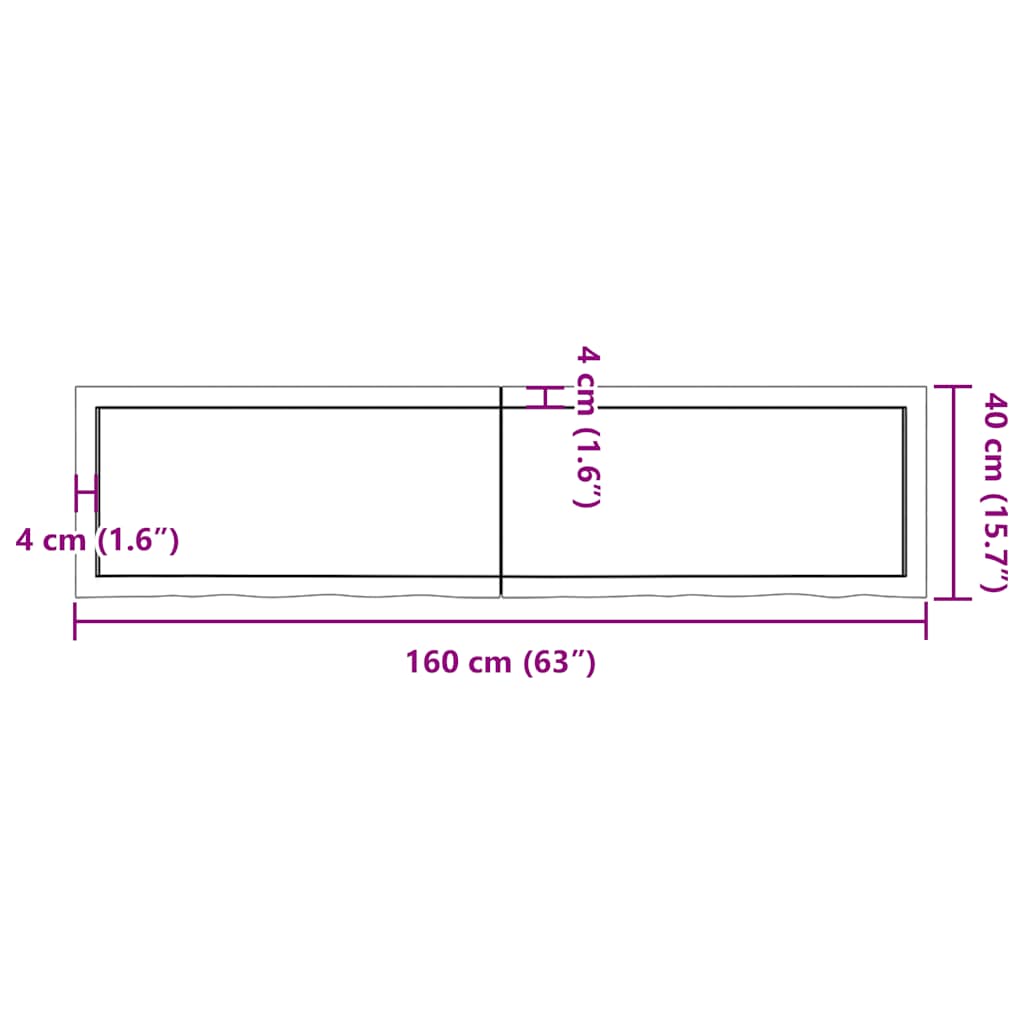 vidaXL Plateau de table Chêne massif traité marron clair 160x40x(2-4) cm