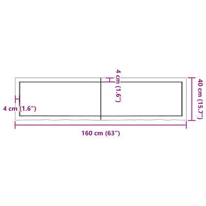 vidaXL Plateau de table Chêne massif traité marron clair 160x40x(2-4) cm