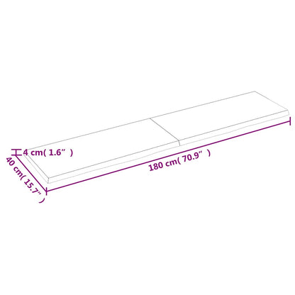 vidaXL Tischplatte Hellbraun 180x40x(2-4)cm Massivholz Eiche Behandelt