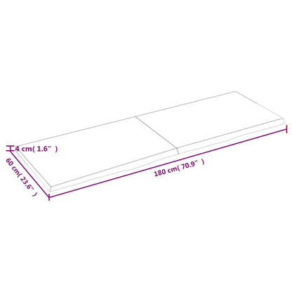 vidaXL Plateau de table marron clair 180x60x(2-4)cm, en chêne massif traité