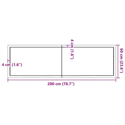 vidaXL Plateau de table marron clair 200x60x(2-4) cm en chêne massif traité