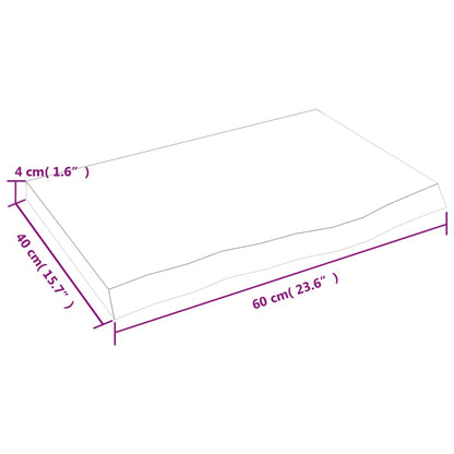 vidaXL Plateau de table Marron foncé 60x40x(2-4)cm Chêne massif