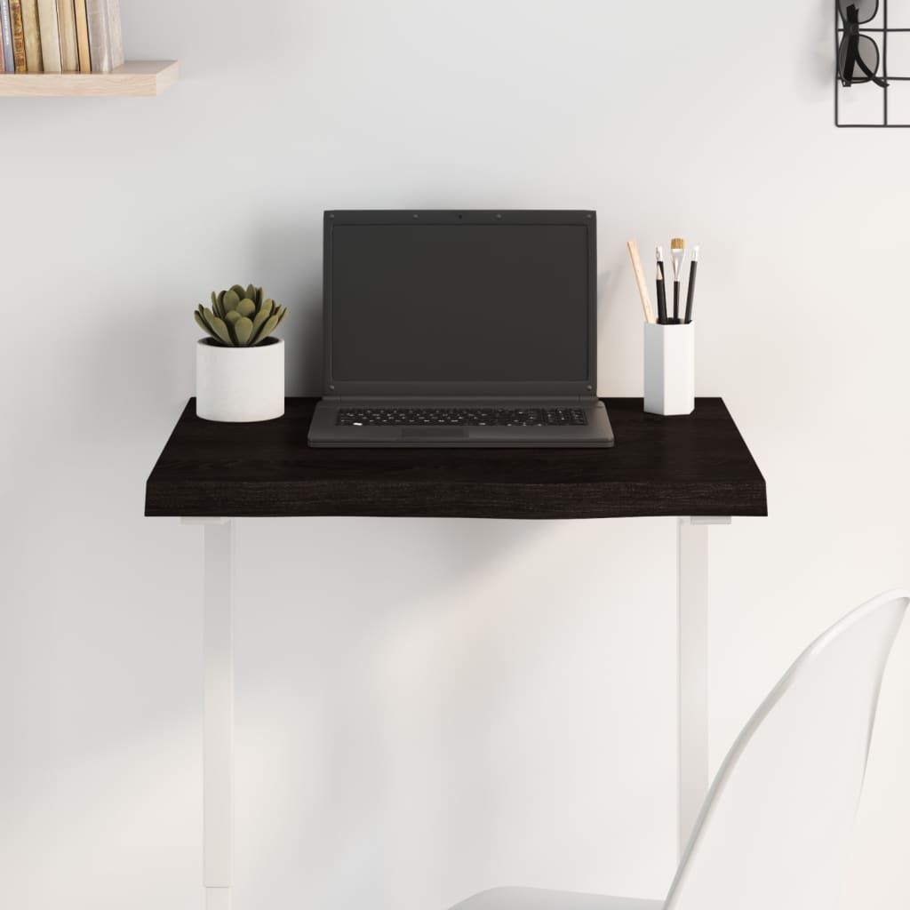 vidaXL Plateau de table Marron foncé 60x40x(2-4)cm Chêne massif