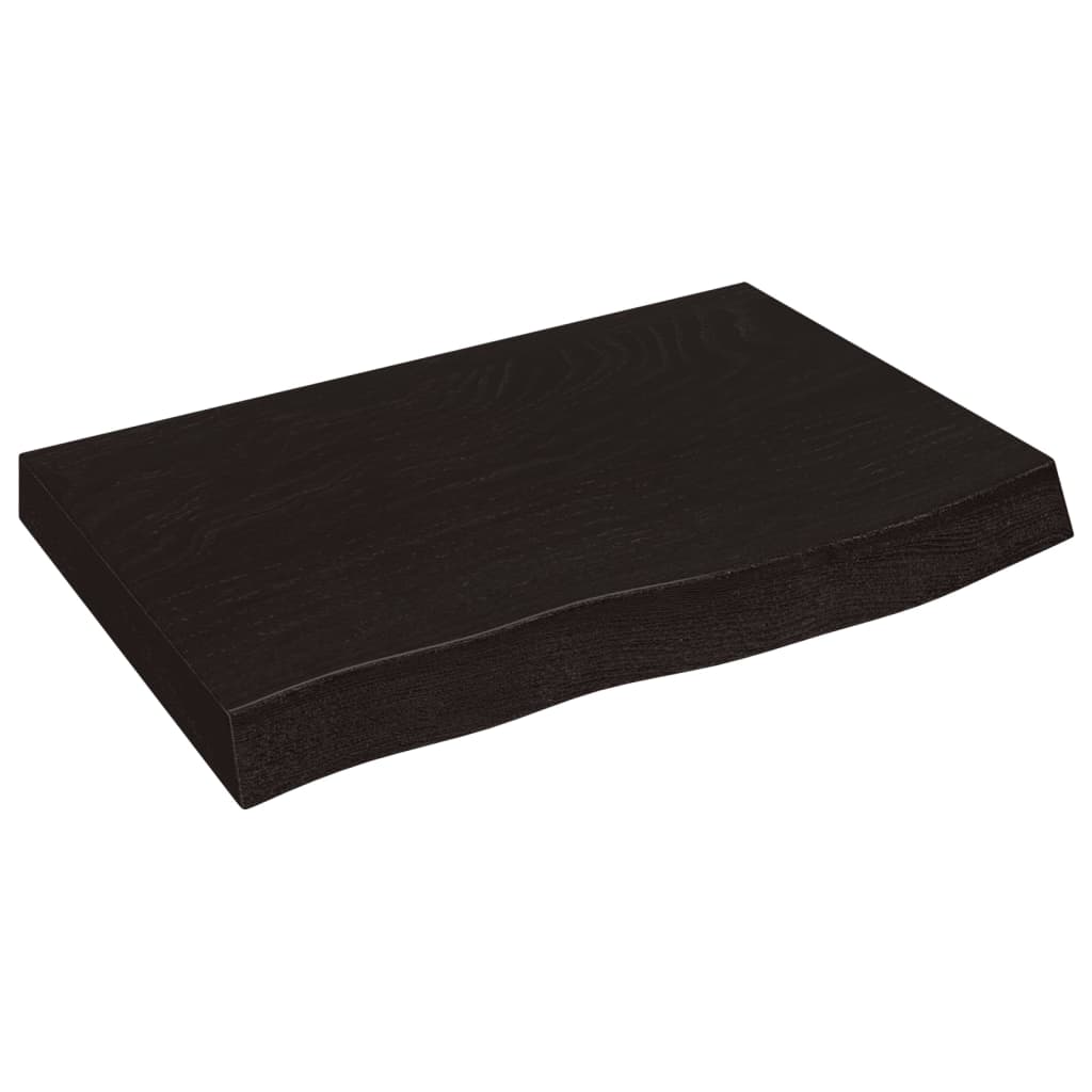 vidaXL Tischplatte Dunkelbraun 60x40x(2-6)cm Massivholz Eiche