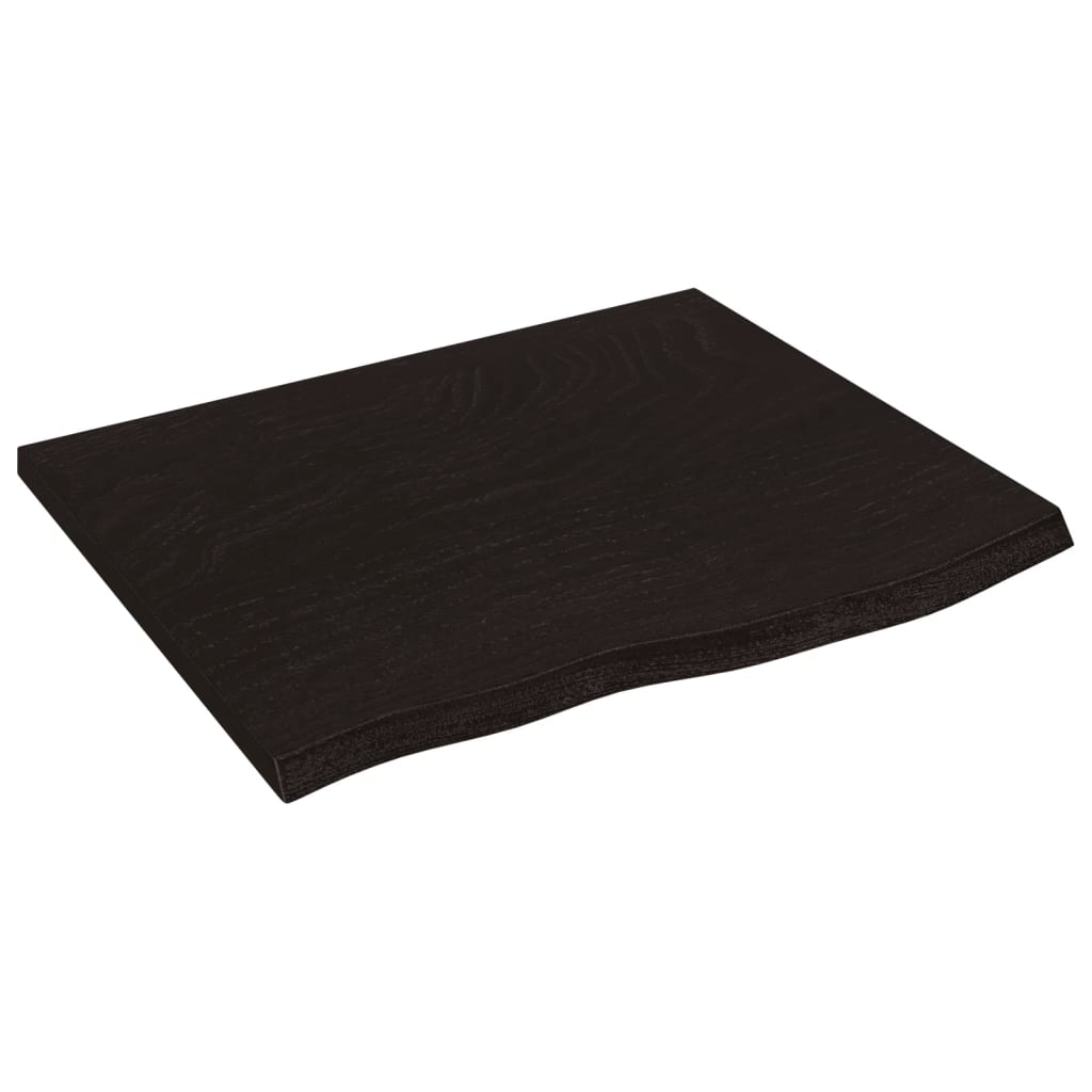 vidaXL Plateau de table Chêne massif traité Marron foncé 60x50x2 cm