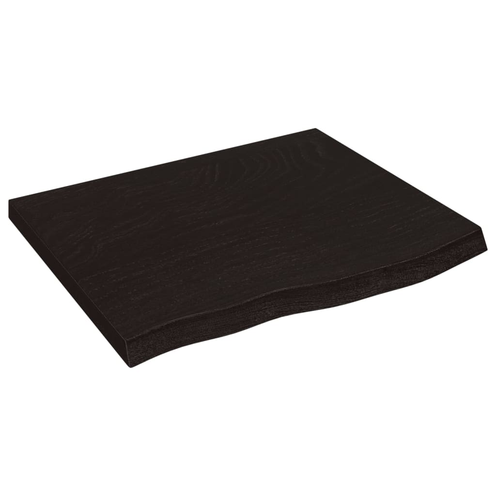 vidaXL Plateau de table Marron foncé 60x50x(2-4)cm Bois de chêne massif