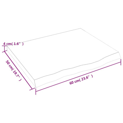 vidaXL Plateau de table Marron foncé 60x50x(2-4)cm Bois de chêne massif