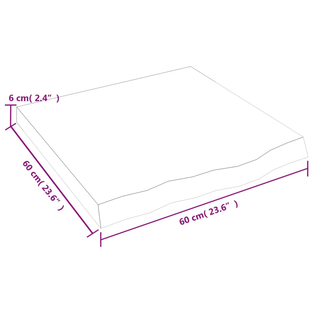 vidaXL Plateau de table marron foncé 60x60x(2-6)cm Chêne massif
