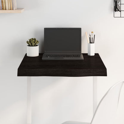 vidaXL Plateau de table marron foncé 60x60x(2-6)cm Chêne massif
