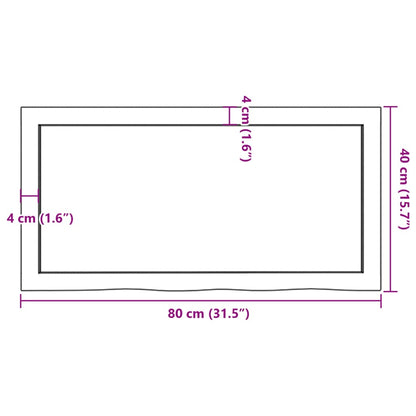 vidaXL Plateau de table Marron foncé 80x40x(2-4) cm Bois de chêne massif