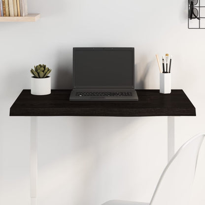 vidaXL Plateau de table Marron foncé 80x40x(2-4) cm Bois de chêne massif