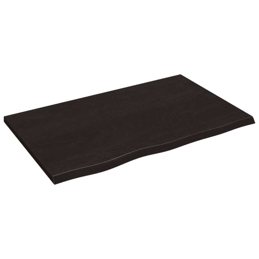 vidaXL Plateau de table Marron foncé 80x50x2 cm Chêne massif traité