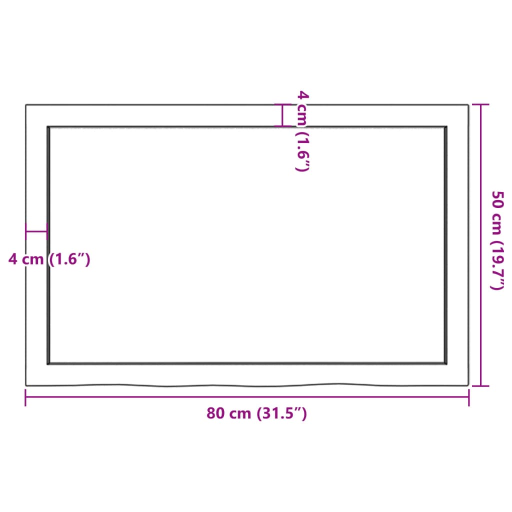 vidaXL Plateau de table Marron foncé 80x50x2 cm Chêne massif traité