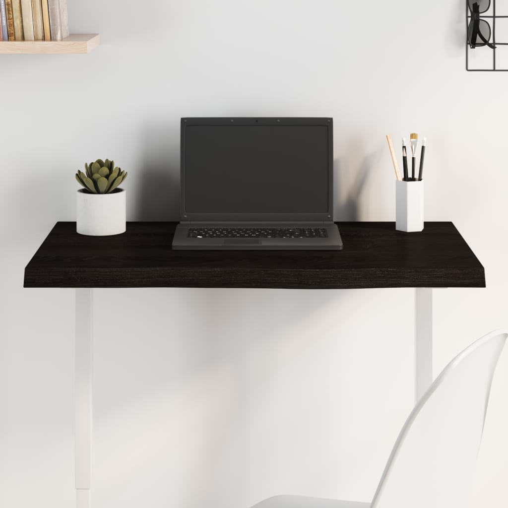 vidaXL Plateau de table marron foncé 80x50x(2-4)cm Bois de chêne massif