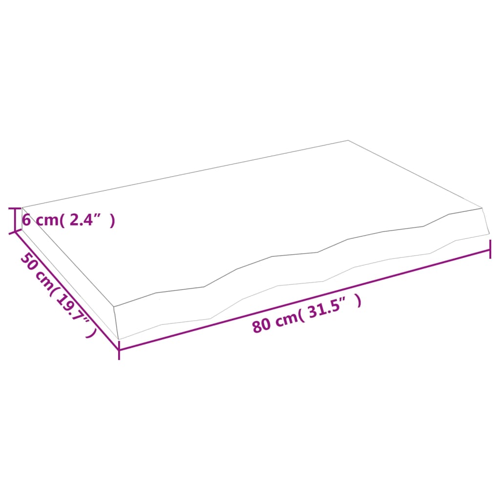 vidaXL Plateau de table Marron foncé 80x50x(2-6) cm Bois de chêne massif