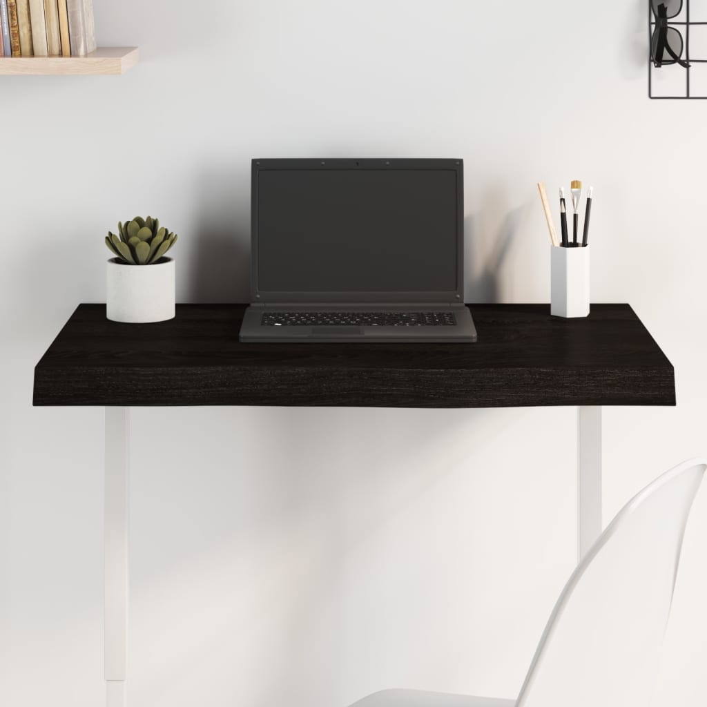 vidaXL Plateau de table Marron foncé 80x50x(2-6) cm Bois de chêne massif