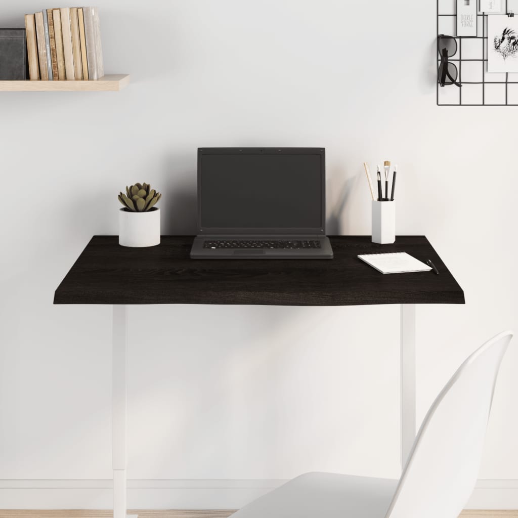 vidaXL Plateau de table Marron foncé 80x60x2 cm Chêne massif traité