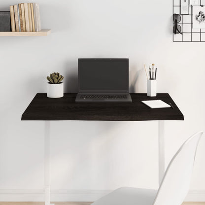 vidaXL Plateau de table Marron foncé 80x60x2 cm Chêne massif traité