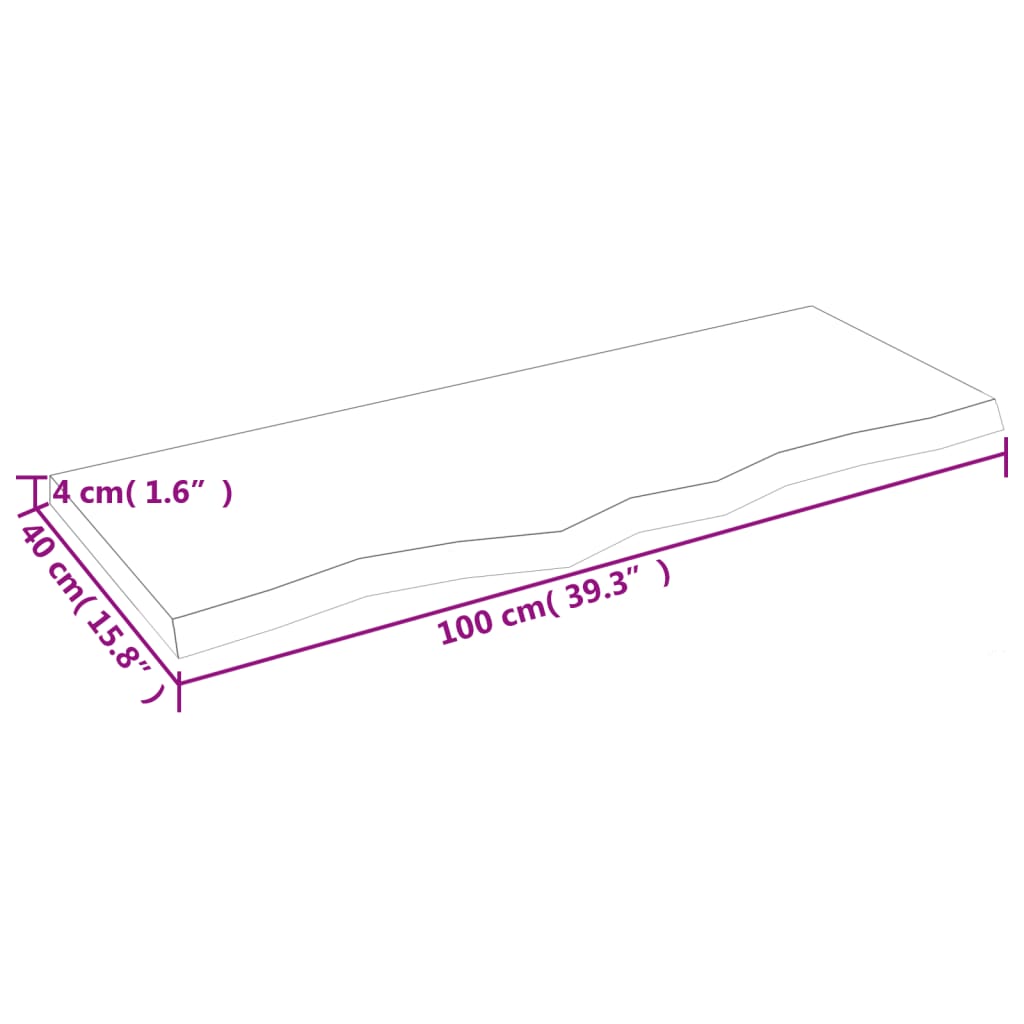 vidaXL Plateau de table chêne massif marron foncé 100x40x(2-4) cm