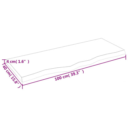 vidaXL Plateau de table chêne massif marron foncé 100x40x(2-4) cm