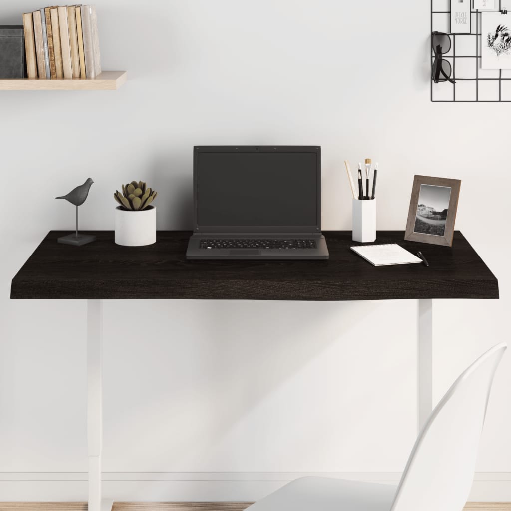 vidaXL Plateau de table chêne massif marron foncé 100x40x(2-4) cm