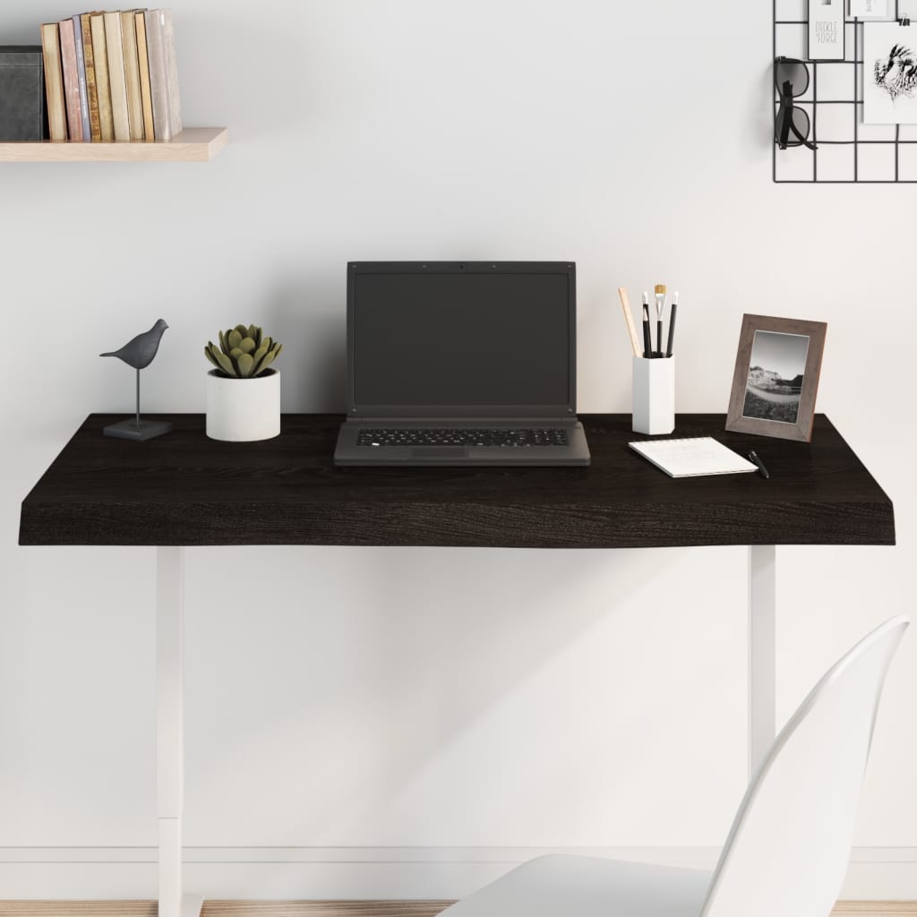 vidaXL Plateau de table Marron foncé 100x40x(2-6)cm Bois de chêne massif