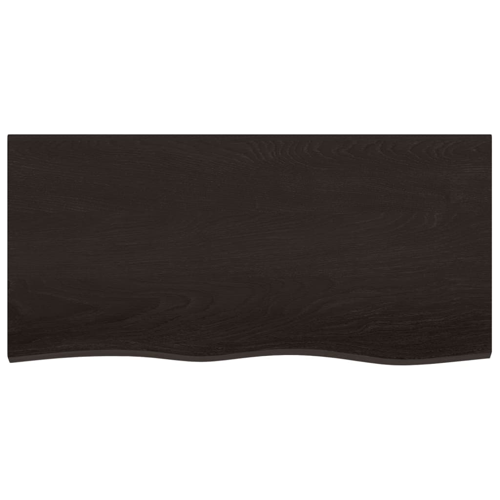 vidaXL Tischplatte Dunkelbraun 100x50x2 cm Massivholz Eiche Behandelt
