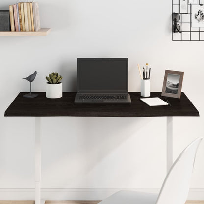 vidaXL Tischplatte Dunkelbraun 100x50x2 cm Massivholz Eiche Behandelt