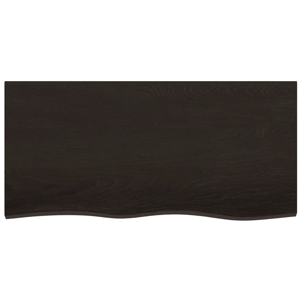 vidaXL Tischplatte Dunkelbraun 100x50x(2-4)cm Massivholz Eiche