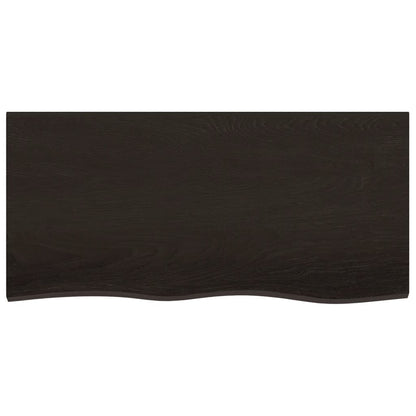 vidaXL Tischplatte Dunkelbraun 100x50x(2-4)cm Massivholz Eiche