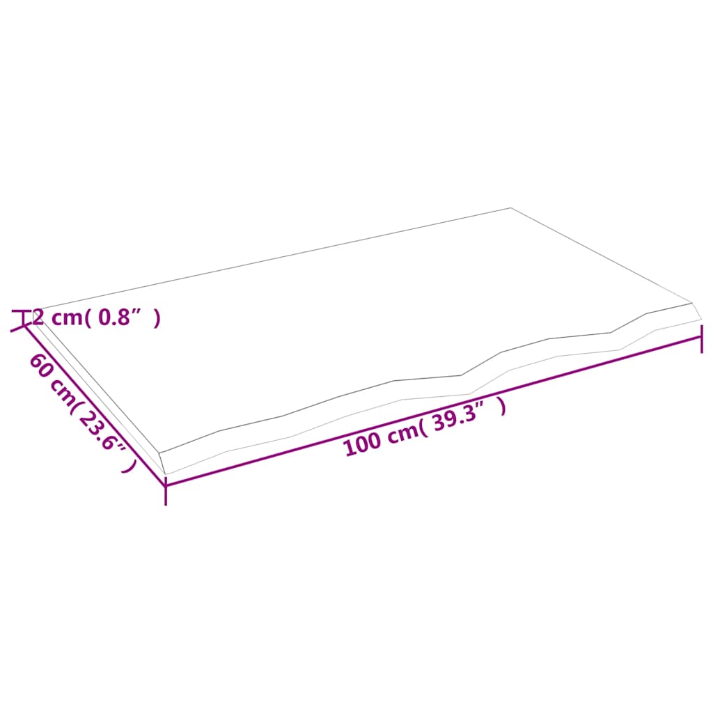vidaXL Plateau de table marron foncé 100x60x2 cm Chêne massif traité