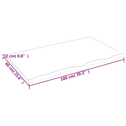 vidaXL Plateau de table marron foncé 100x60x2 cm Chêne massif traité