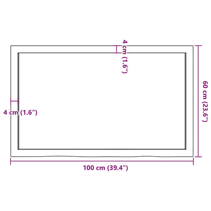 vidaXL Plateau de table Marron foncé 100x60x(2-6)cm Bois de chêne massif