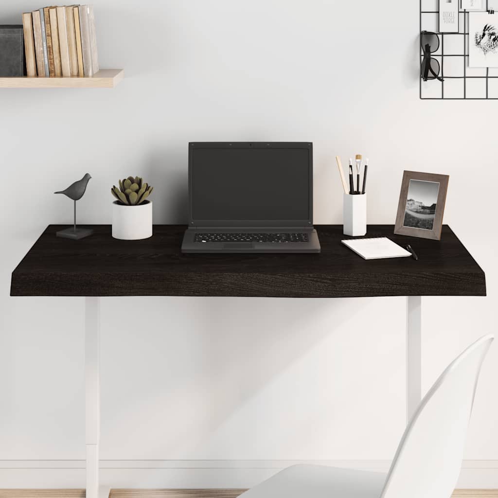 vidaXL Plateau de table Marron foncé 100x60x(2-6)cm Bois de chêne massif