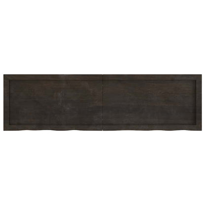 vidaXL Tischplatte Dunkelbraun 140x40x(2-4)cm Massivholz Eiche