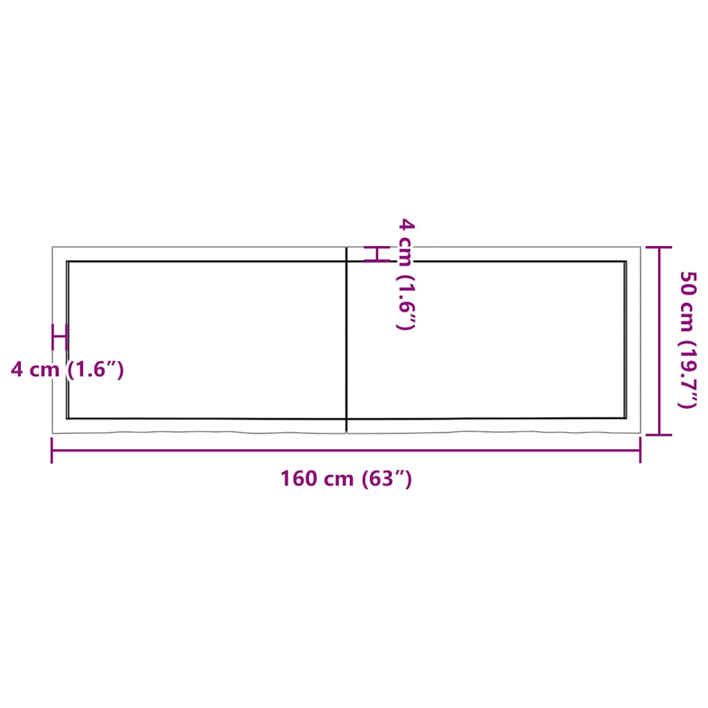 vidaXL Tischplatte Dunkelbraun 160x50x(2-6)cm Massivholz Eiche