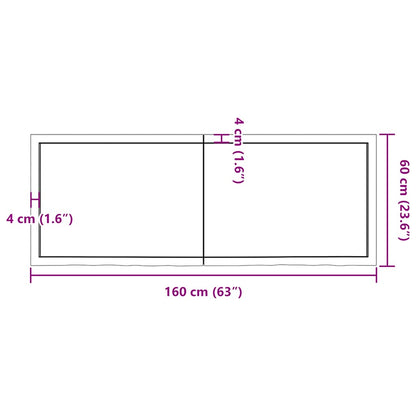 vidaXL Tischplatte Dunkelbraun 160x60x(2-6)cm Massivholz Eiche