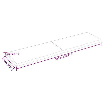 vidaXL Plateau de table Marron foncé 200x50x(2-6)cm Chêne massif