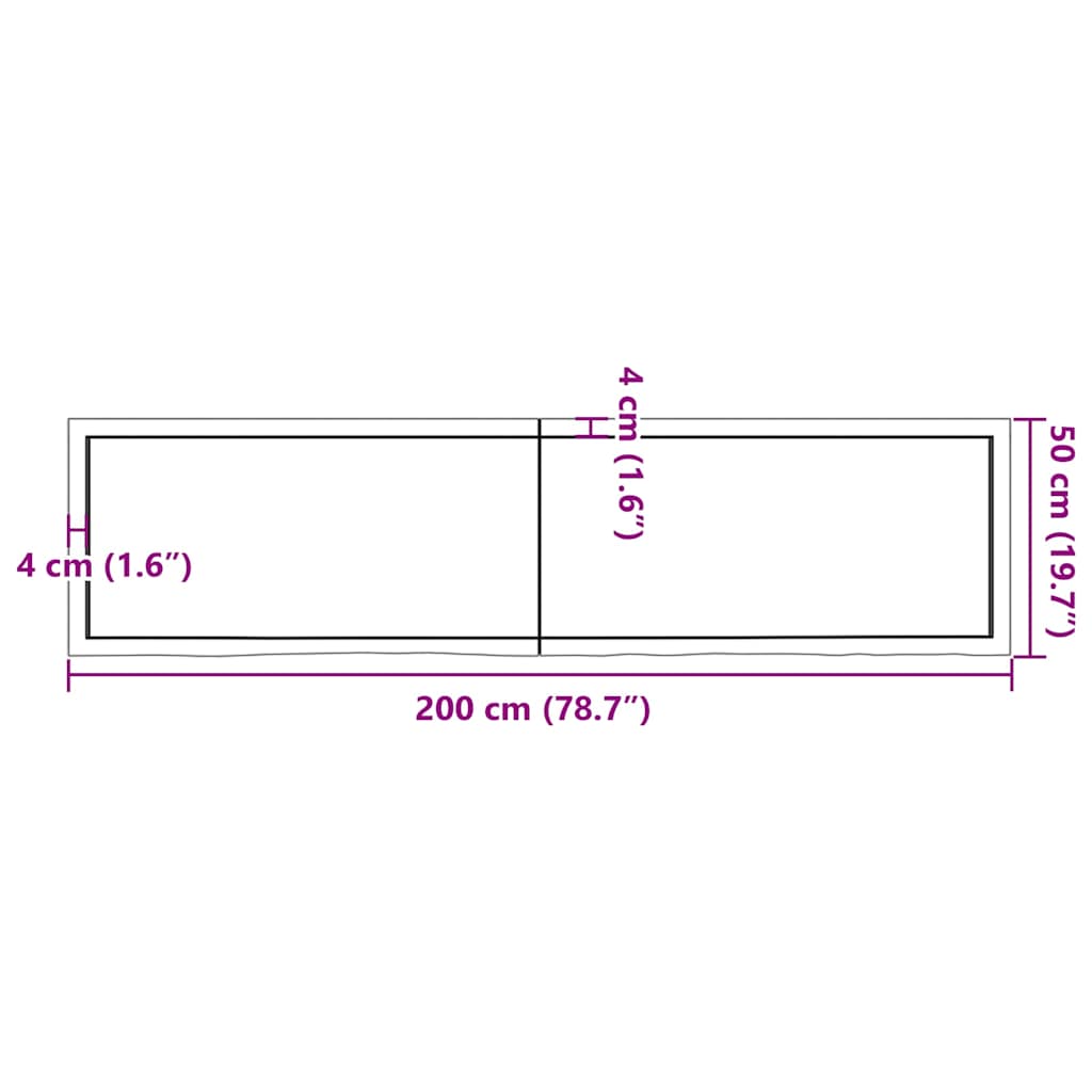 vidaXL Plateau de table Marron foncé 200x50x(2-6)cm Chêne massif