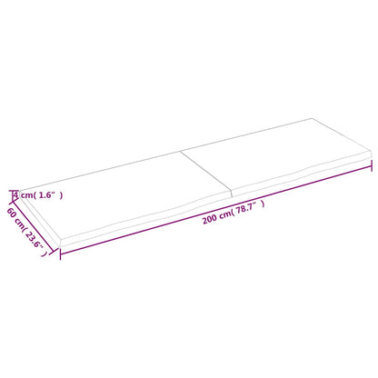 vidaXL Plateau de table Marron foncé 200x60x(2-4) cm Chêne massif
