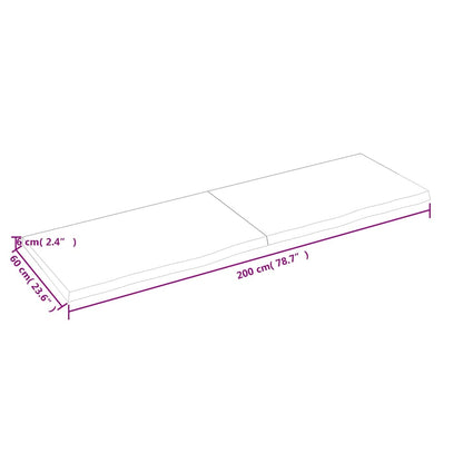 vidaXL Tischplatte Dunkelbraun 200x60x(2-6)cm Massivholz Eiche