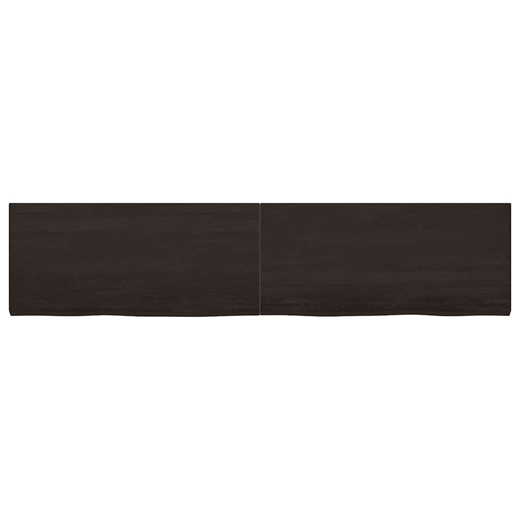 vidaXL Tischplatte Dunkelbraun 220x50x(2-4)cm Massivholz Eiche