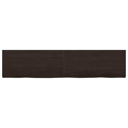 vidaXL Tischplatte Dunkelbraun 220x50x(2-4)cm Massivholz Eiche