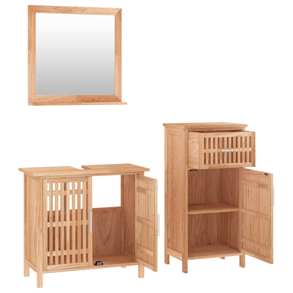 vidaXL 3-tlg. Badmöbel-Set Massivholz Nussbaum