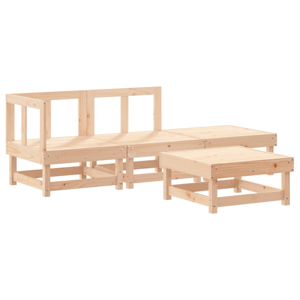 vidaXL 4-tlg. Garten-Lounge-Set mit Kissen Massivholz