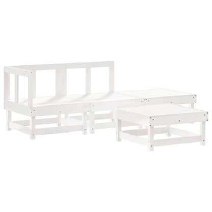 vidaXL 4-tlg. Garten-Lounge-Set mit Kissen Weiß Massivholz