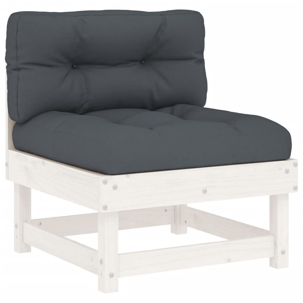 vidaXL 4-tlg. Garten-Lounge-Set mit Kissen Weiß Massivholz