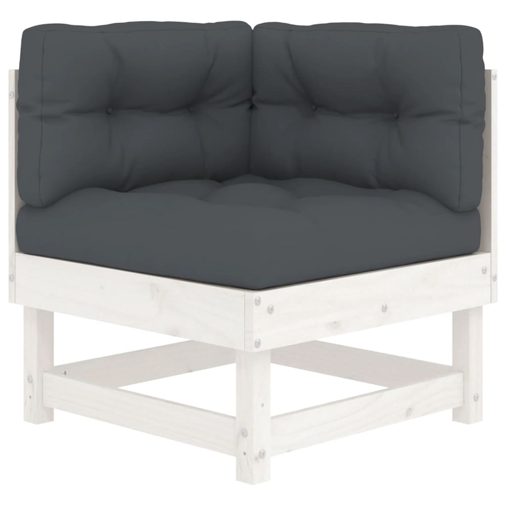 vidaXL 4-tlg. Garten-Lounge-Set mit Kissen Weiß Massivholz